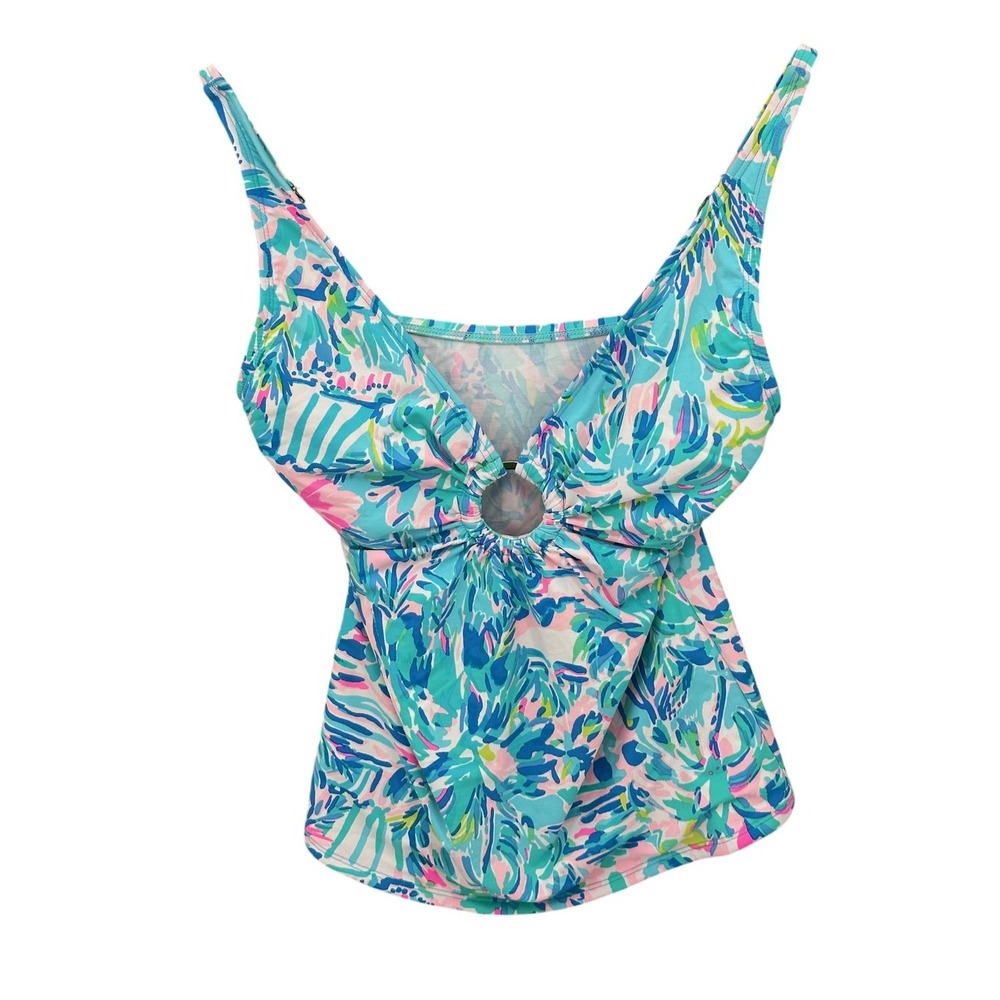 Lilly Pulitzer Tankini Top Womens 0 Blue Ibiza Cabana Cocktail Brenta Swim Beach